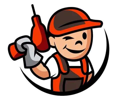 Handy's mascot, a winking handyman in an orange cap holding a drill